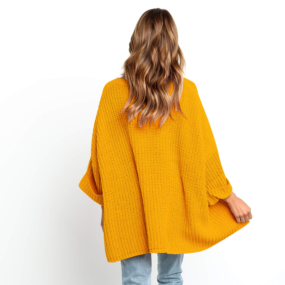 SZ60241-2 Yellow Knit One Shoulder Long Sleeve Casual Sweater